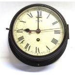 A SMITHS 8-DAY SHIPS BULKHEAD WALL CLOCK in black painted case, 22cm diameter Condition Report :