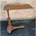 AN EDWARDIAN PATENT OAK OVERBED INVALIDS TABLE with ivorine plaque for 'CARTERS LTD, INVALID AND