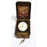 A CASED VICTORIAN SILVER OPEN FACED POCKET WATCH (KEY WOUND) the white enamel dial signed H.