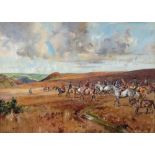 MICHAEL LYNE The Devon and Somerset Staghounds on the Moor, watercolour, signed and dated 1955,