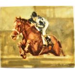 LOUIS VIDAL (FRENCH) Race horse and jockey taking a fence, oil on canvas, signed lower right, 45 x