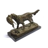 AFTER J. MOIGNIEZ, A CAST FIGURE OF A RETRIEVER holding a pheasant in its mouth, on a rectangular