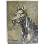 LOUIS VIDAL (FRENCH) Head study of a grey horse, oil on board, signed lower left, 64cm x 46cm