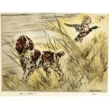 AFTER HENRY WILKINSON (1921-2011) landscape study of a couple of hounds working, limited edition