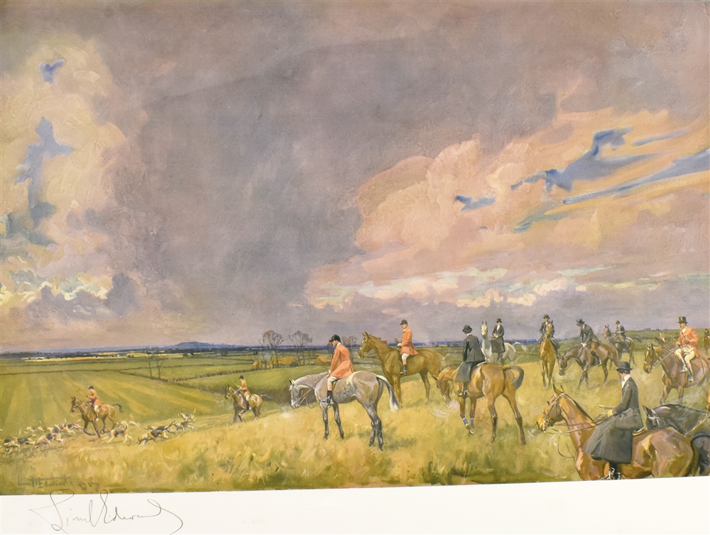 AFTER LIONEL EDWARDS the Bicester at Poundon, colour print, signed in pencil, publ. Eyre and - Image 3 of 4