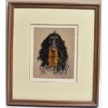 PATRICK BEST (?) Portrait study of a Gordon setter, pastel, signed indistinctly, 18 x 14.5cm