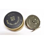 A 'HARDY L.R.H LIGHTWEIGHT' FISHING REEL With line, diameter 8cms, in original 'Hardy Bros. (Alnwick