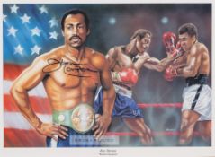 BOXING - Ken Norton signed boxing print, the artwork by Meadows and dated 2000, depicting Norton