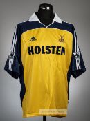 Oyvind Leonhardsen yellow & navy blue Tottenham Hotspur No.17 away jersey, season 1999-2000, Adidas,