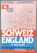 Switzerland v England international programme played in Zurich 21st May 1938, 40-page, very good