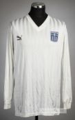 White Greece no.8 jersey, circa 1987, Puma, long-sleeved, with country emblem and Puma logo, reverse