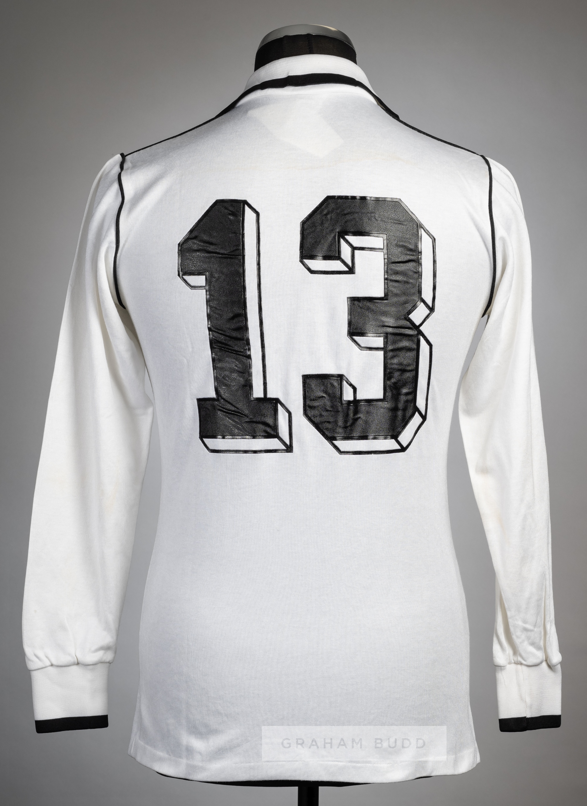 White & black West Germany U-21 international no.13 jersey, circa 1982, Erima, long-sleeved with - Image 2 of 2