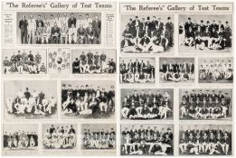 A pair of "The Referee's" Gallery of Cricket Test Teams prints,  featuring b & w images of cricket