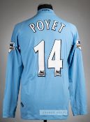 Gus Poyet blue Tottenham Hotspur no.14 away jersey, season 2003-04, Kappa, long-sleeved with