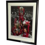 Liverpool captain Virgil Van Dijk hand autographed Champions League winners montage, measures 41
