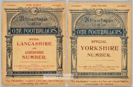 Two Our Footballers publications for Yorkshire and Lancashire & Cheshire, circa 1896, each with