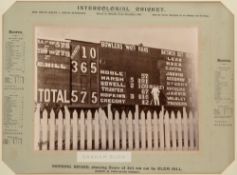 Australian inter-state cricket b&w photograph of the N.S.W v South Australia scoreboard, played at