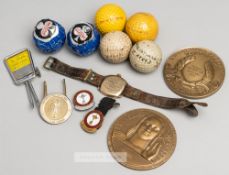 Miscellaneous golfing mementos from the carer of the golfer Tom Haliburton,  comprising Nallog