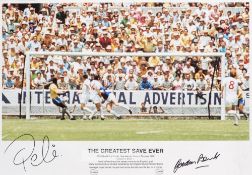 Pele and Gordon Banks signed 1970 World Cup "The Greatest Save Ever" photographic print, colour