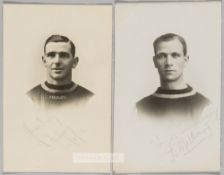 Two Crystal Palace football b&w signed studio portrait postcards,  comprising of D Mellars signed in