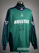 Neil Sullivan signed green and navy Tottenham Hotspur no.1 goalkeeper's home jersey, season 2001-02,