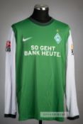 Torsten Frings green SV Werder Bremen no.22 home jersey, season 2009-10, Nike, long-sleeved with
