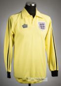 Peter Shilton yellow England no.13 goalkeeper's jersey v Italy, played in Stadio Comuanle, Turin,