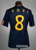 Xavi navy Spain no.8 home jersey v Netherlands in the FIFA 2010 World Cup final in Johannesburg,