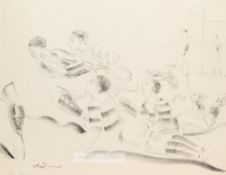 Scene of a rugby match by Charaund Nauvac, circa 1930, stylized lithograph, featuring rugby