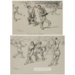 Frank Reynolds (British, 1876-1953) two cricketing drawings for Punch magazine, circa 1930s Both pen
