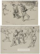 Frank Reynolds (British, 1876-1953) two cricketing drawings for Punch magazine, circa 1930s Both pen