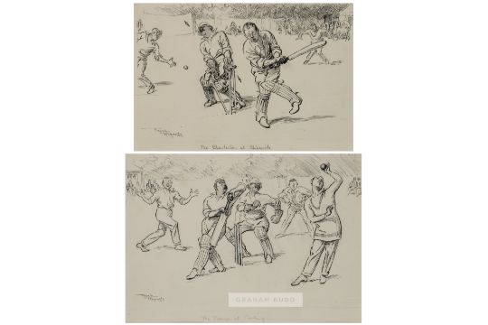 Frank Reynolds (British, 1876-1953) two cricketing drawings for Punch magazine, circa 1930s Both pen