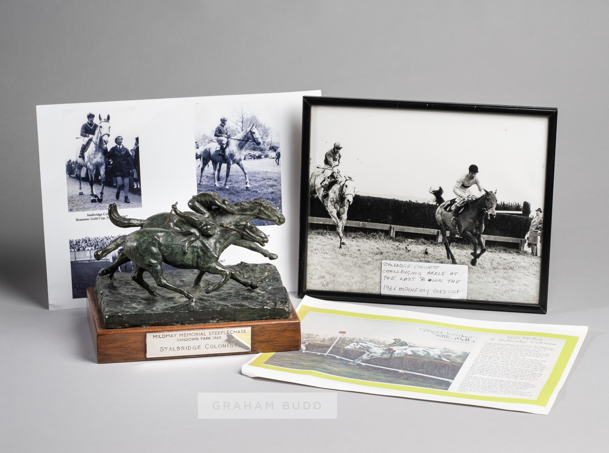 The Mildmay Memorial Steeplechase bronze trophy awarded to jockey Stan Mellor for winning on
