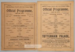 Two Tottenham Hotspur wartime match programmes v Millwall,  comprising v Millwall 30th September