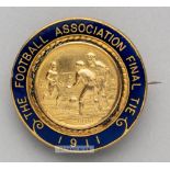 1911 F.A.Cup Final badge issued to the F.A. official Charles James Hughes (1853-1916), in gilt metal