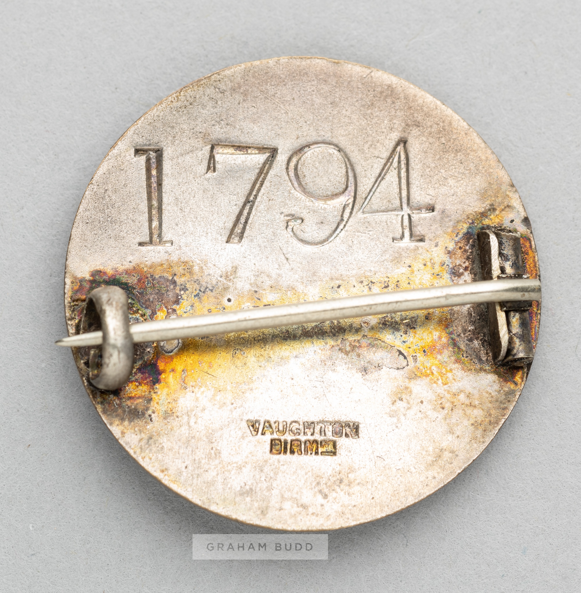 London 1908 Olympic Game Competitor's enamel lapel badge, by Vaughton of Birmingham, bearing the - Image 2 of 2