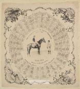 The Centenary of the Grand National 1837-1937 scarf, featuring racehorse Royal Mail with owner