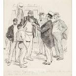 Drawing depicting the cricketers W G Grace, KS Ranjitsinhji and Johnny Briggs, circa 1890s. Pen