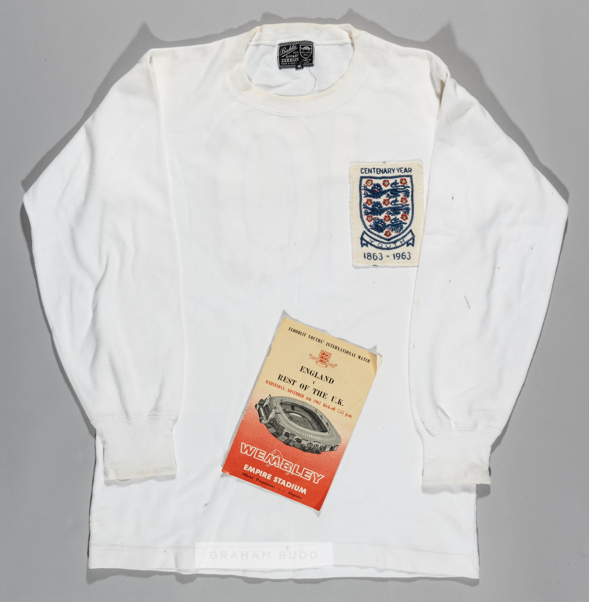John Sissons white England Youth international No.10 jersey from the Football Association