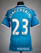 Emanuele Giaccherini light blue Sunderland AFC No.23 jersey v Arsenal, played at Emirates Stadium,