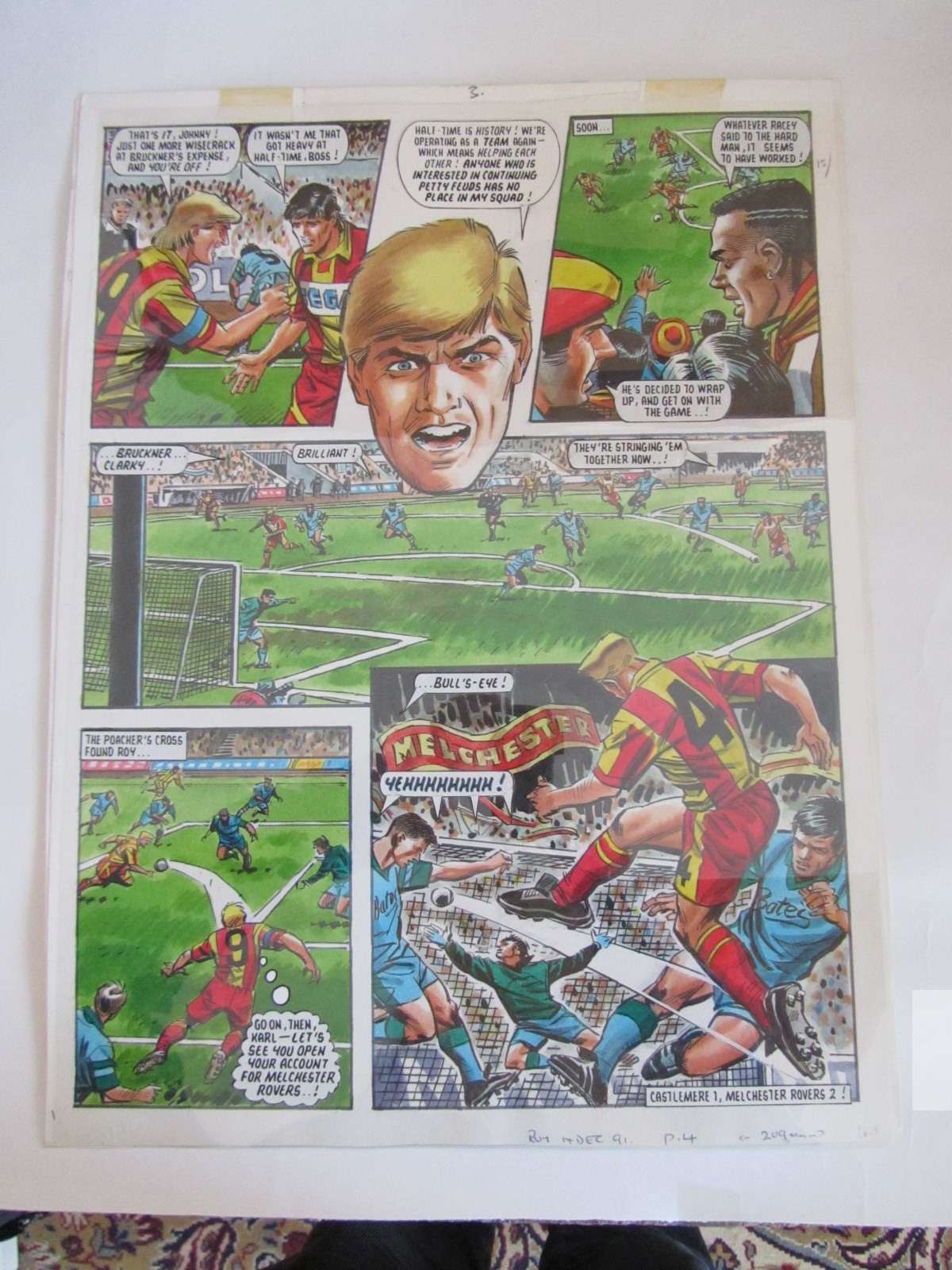 FOOTBALL - ROY OF THE ROVERS COMPLETE 4 PANEL STORYLINE FOR THE ISSUE PUBLISHED ON THE 14th OF - Image 4 of 5