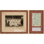 Display of M.C.C. team photograph and autographs for the Tour to Australia in 1924-25,  b & w