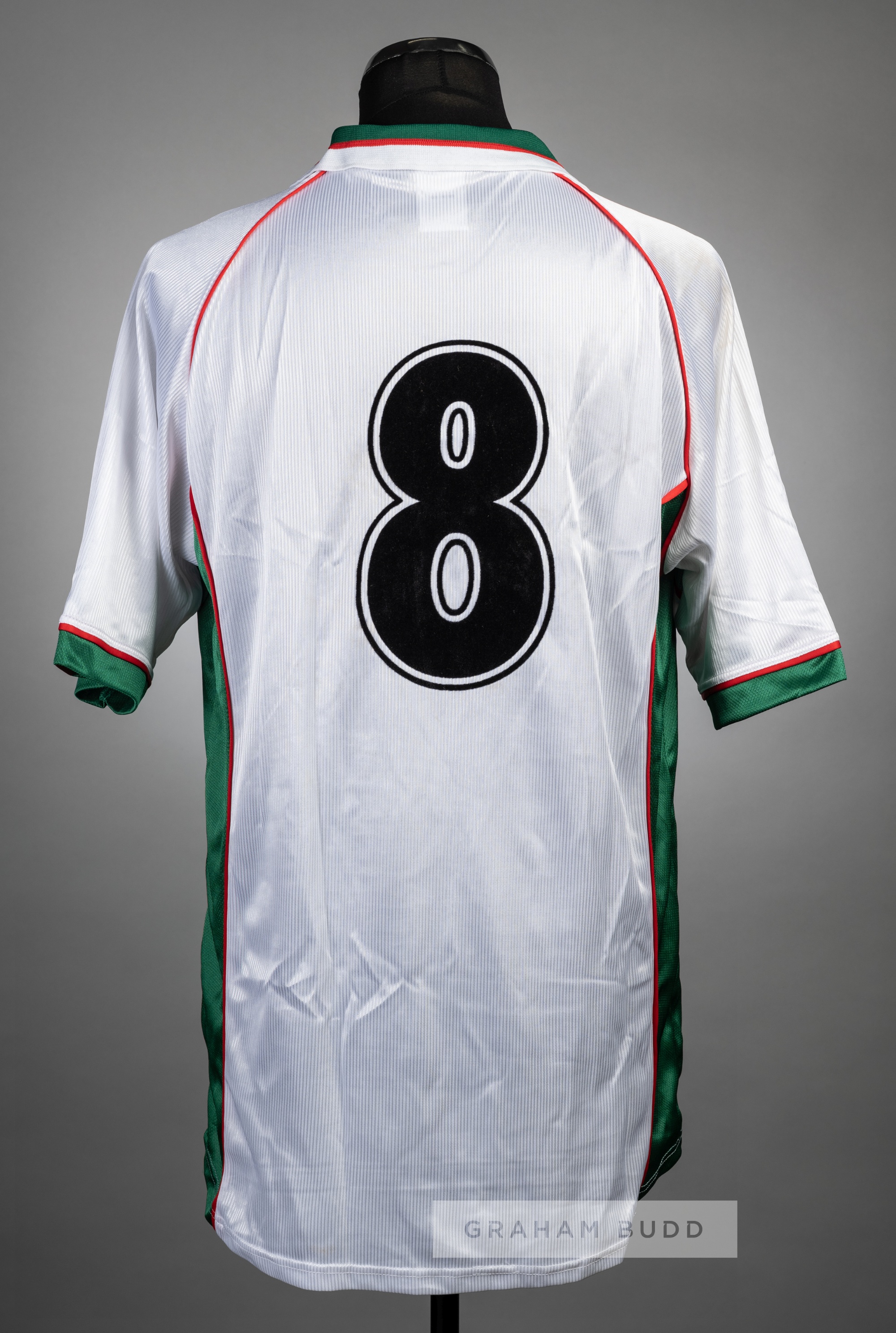 Hristo Stoichkov white and green Bulgaria no.8 jersey v England in the UEFA European Championship - Image 2 of 2