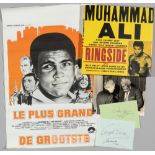 Muhammad Ali memorabilia,  including two album pages signed by the three people who oversaw his