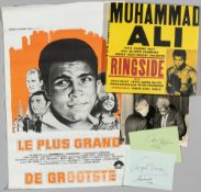 Muhammad Ali memorabilia,  including two album pages signed by the three people who oversaw his