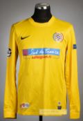 Geoffrey Jourdren yellow Montpellier No.16 goalkeeper's jersey from the UEFA Champions League tie