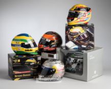 Collection of 14 1:2 scale replica F1 drivers helmets, in original boxes from different