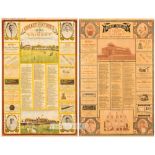 Two Cricket fixtures advertisement supplements issued by 'Cricket' for 1898 and 1899,  each