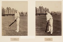 Two b&w photographs of Cambridge University cricketers Frank Mitchell and Walter Druce, circa 1890s,