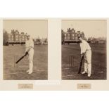 Two b&w photographs of Cambridge University cricketers Frank Mitchell and Walter Druce, circa 1890s,